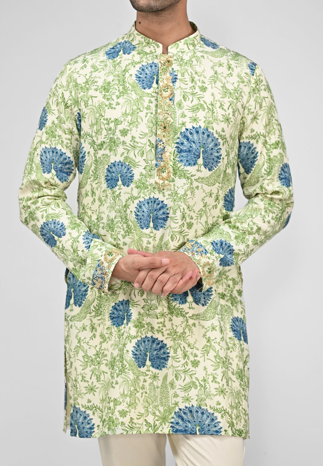 Green Printed Kurta Pants Set