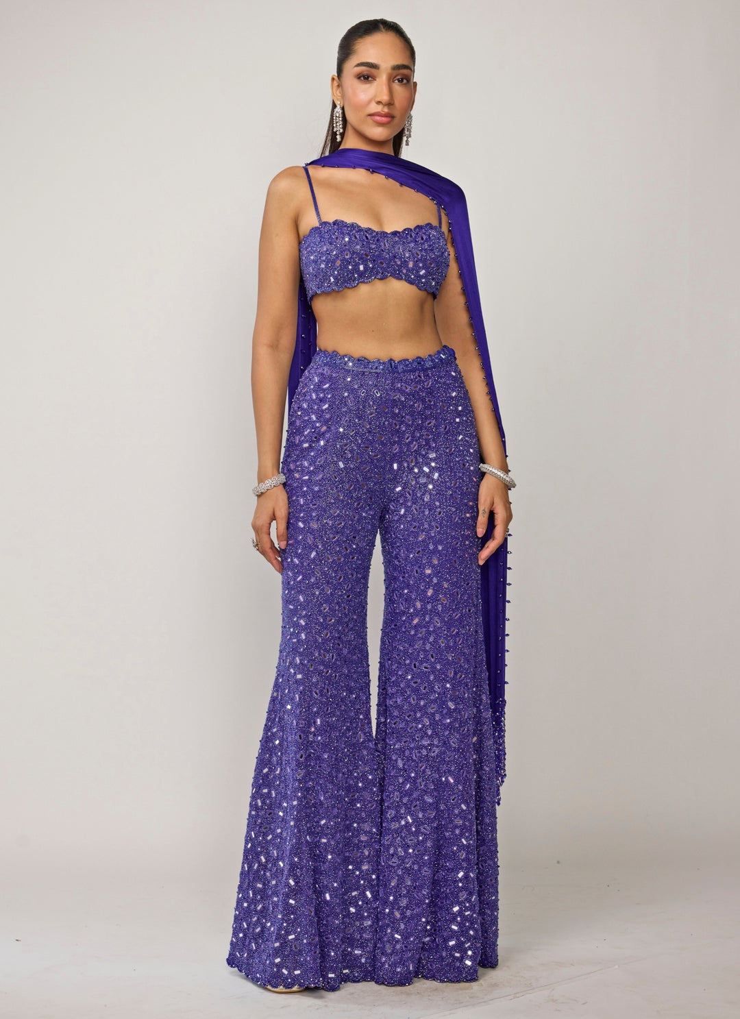 Blue Georgette Blouse Sharara Set