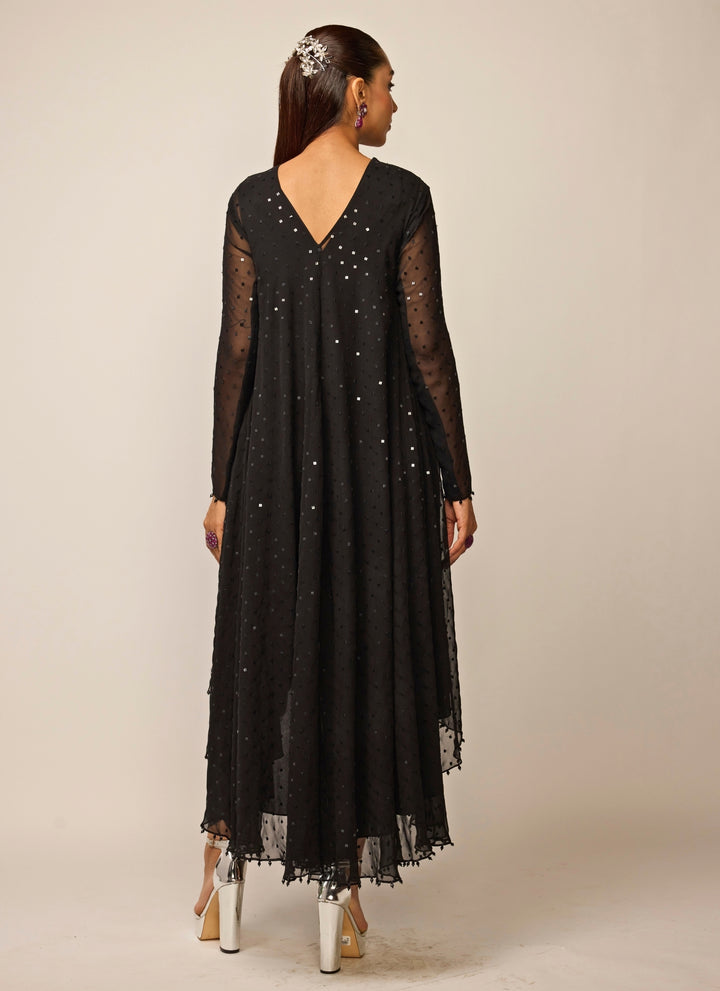 Black Georgette Kurta Dhoti Set