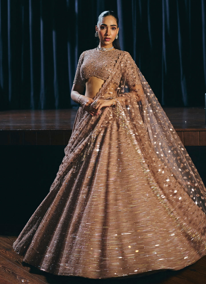 Copper Brown Crepe Lehenga Set