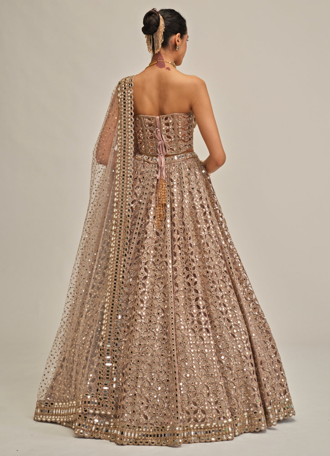 Ash Pink Georgette Corset Lehenga