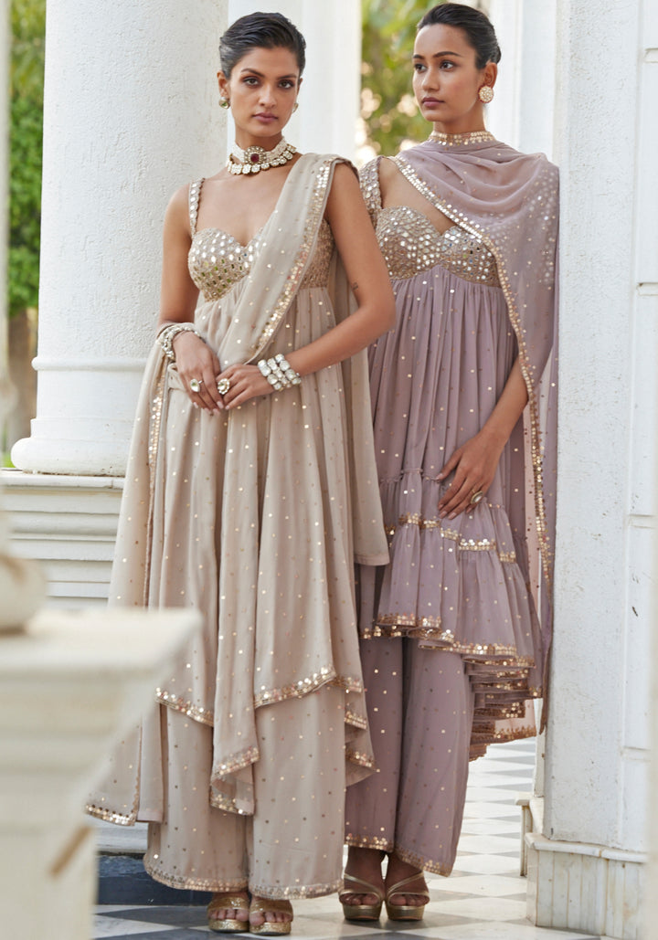Pink Embroidered High Low Kurta