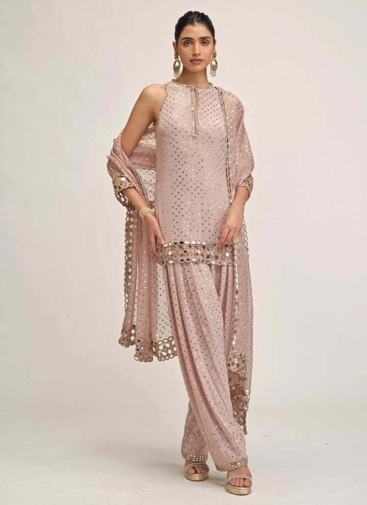Ash Pink Georgette Kurta Salwar