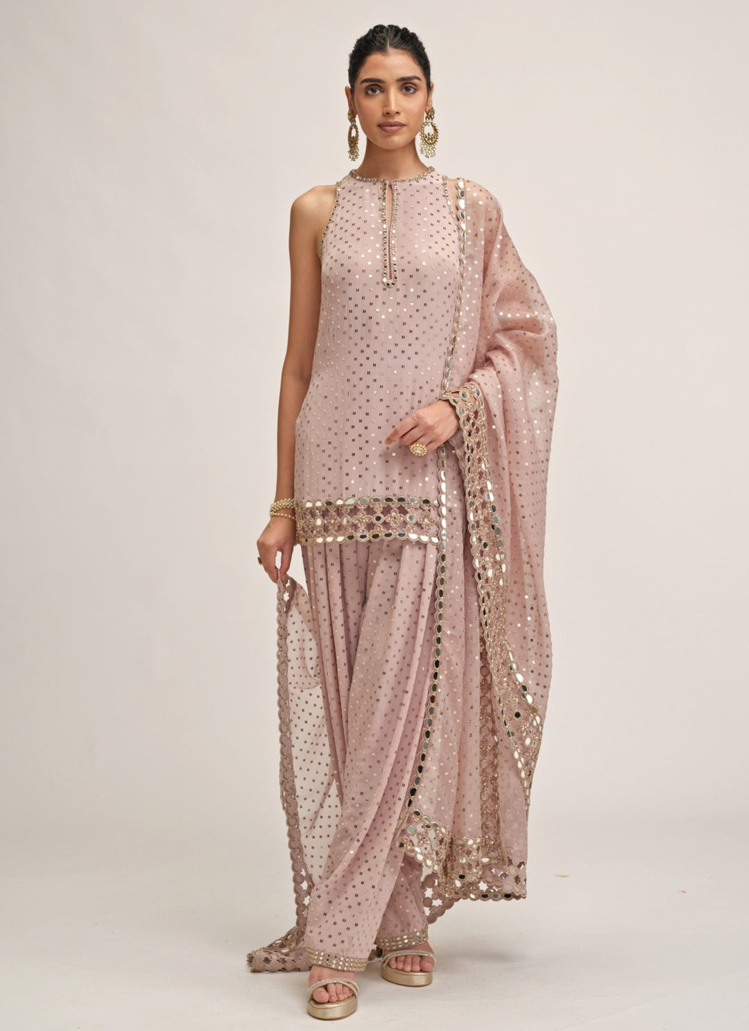 Ash Pink Georgette Kurta Salwar