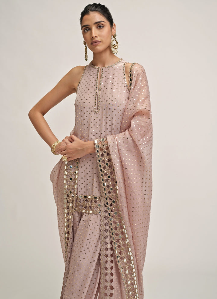 Ash Pink Georgette Kurta Salwar