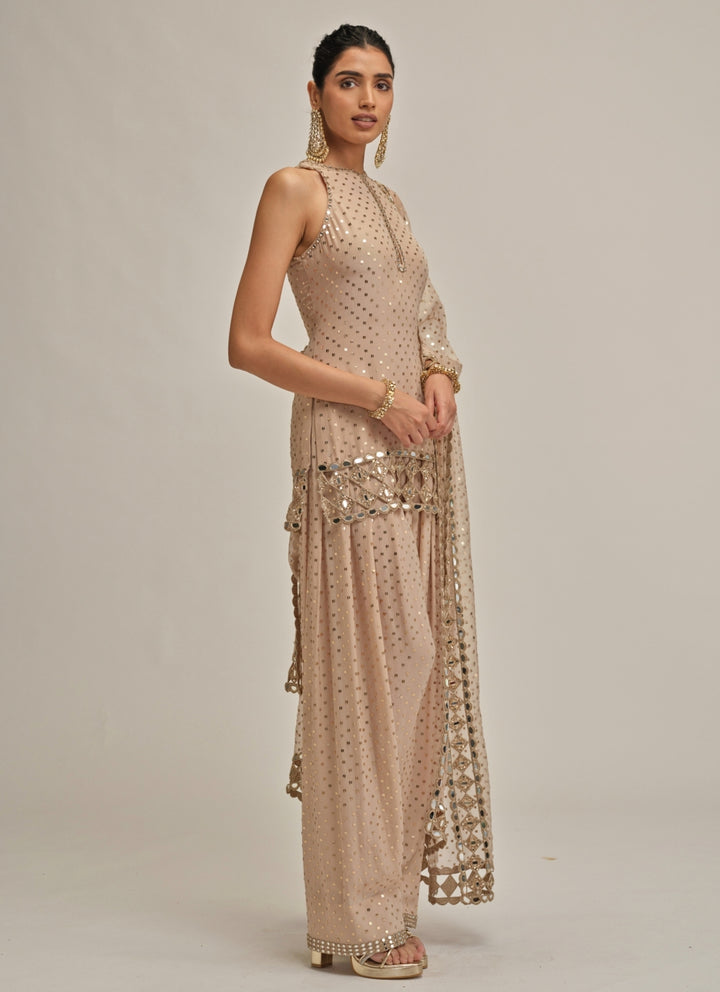 Beige Gold Georgette Kurta Salwar