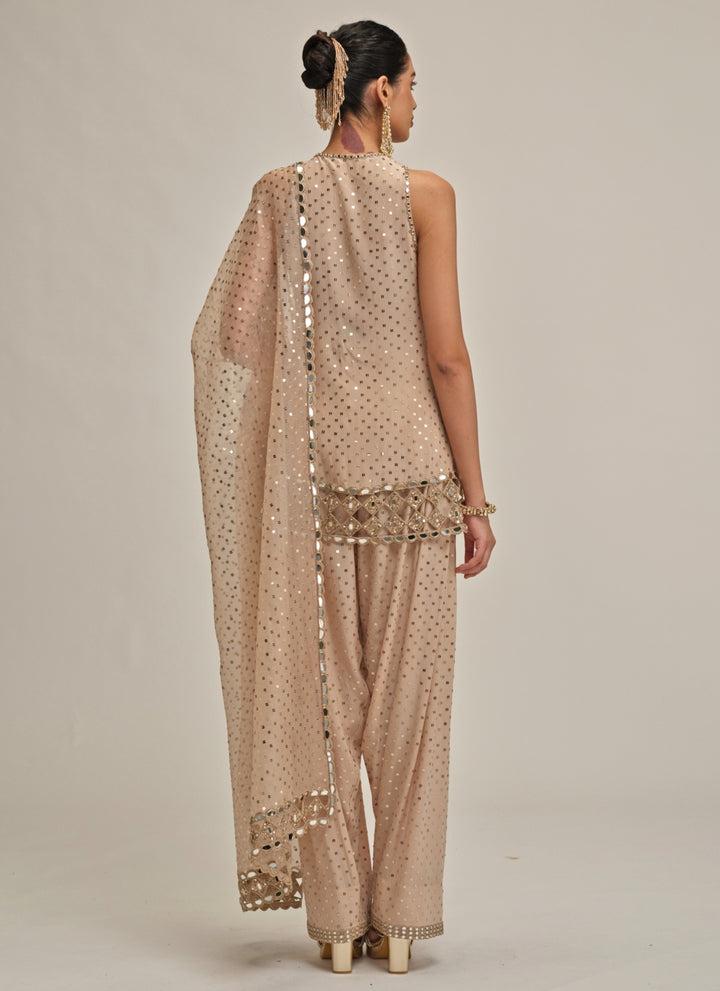Beige Gold Georgette Kurta Salwar