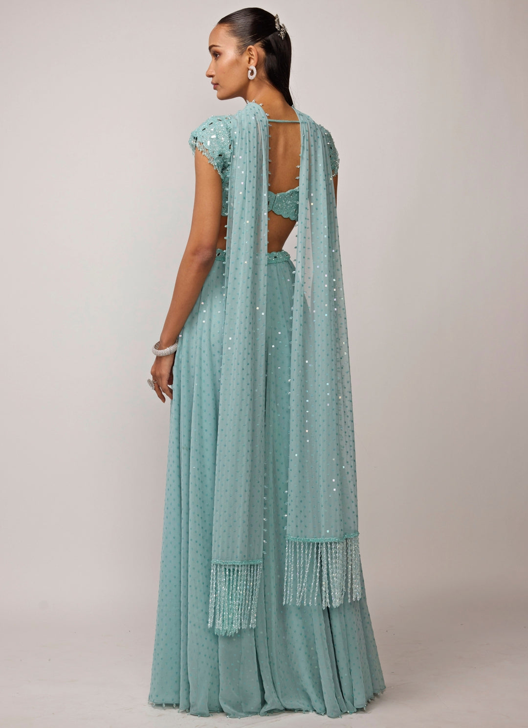 Powder Blue Georgette Lehenga Set