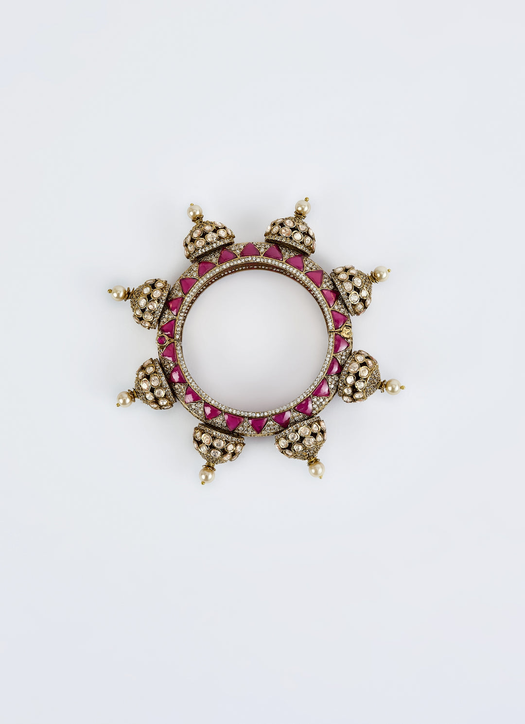 Kundan And Polki Kada With Pearl Accents