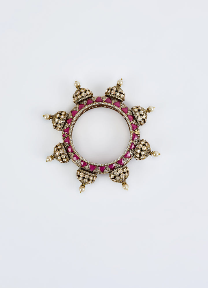 Kundan And Polki Kada With Pearl Accents