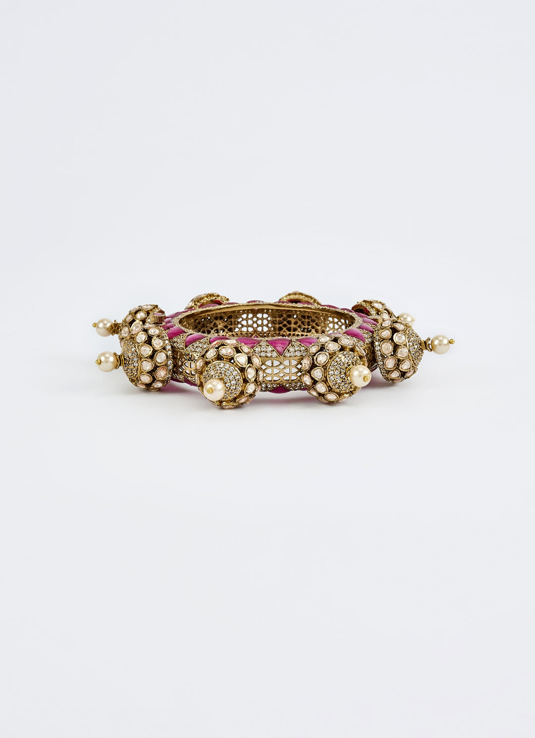Kundan And Polki Kada With Pearl Accents
