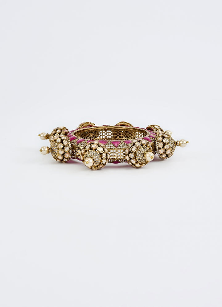 Kundan And Polki Kada With Pearl Accents