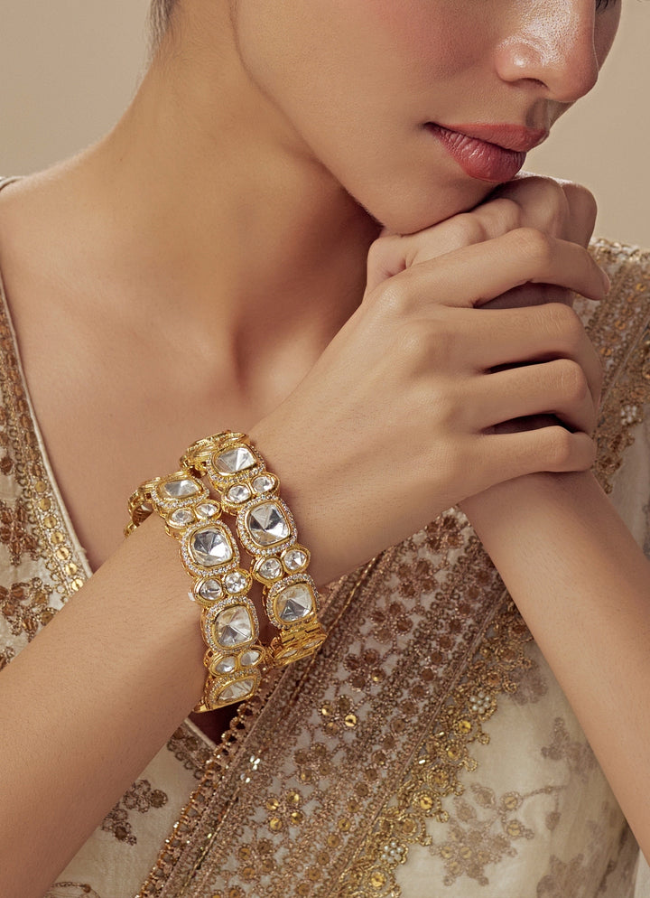 Kundan Polki Gold Plated Bangles