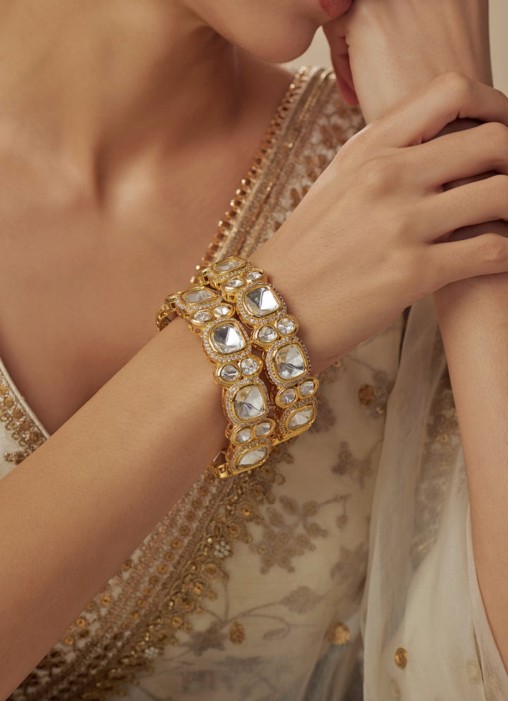 Kundan Polki Gold Plated Bangles