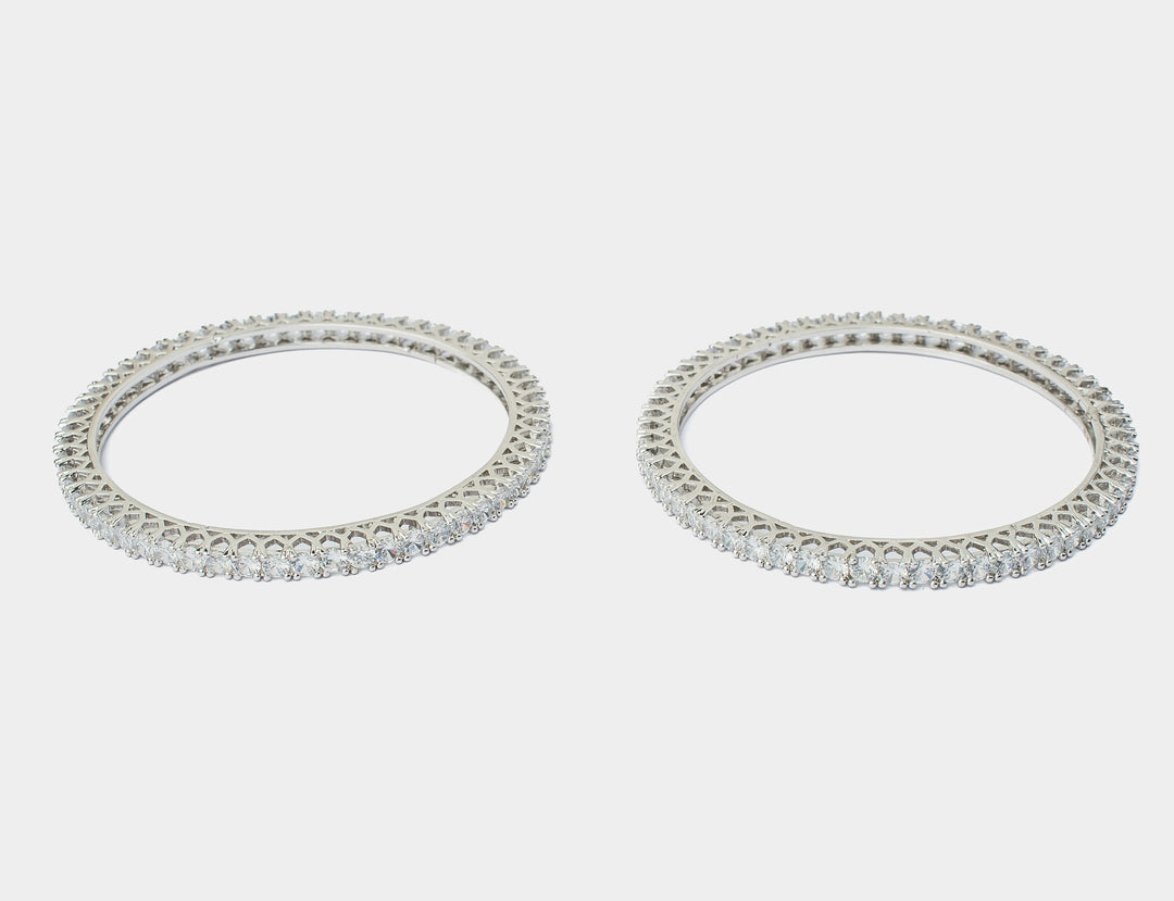Silver Plated White Zircon Gold Plated Bangles