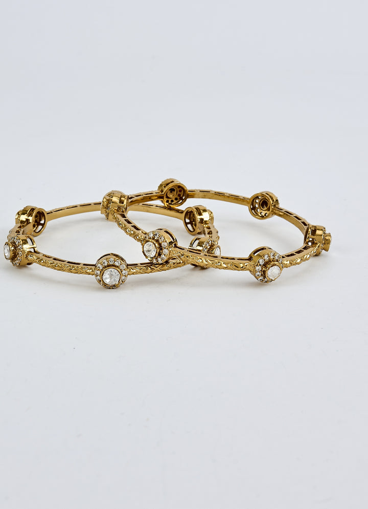 Kundan And Polki Gold Plated Bangles