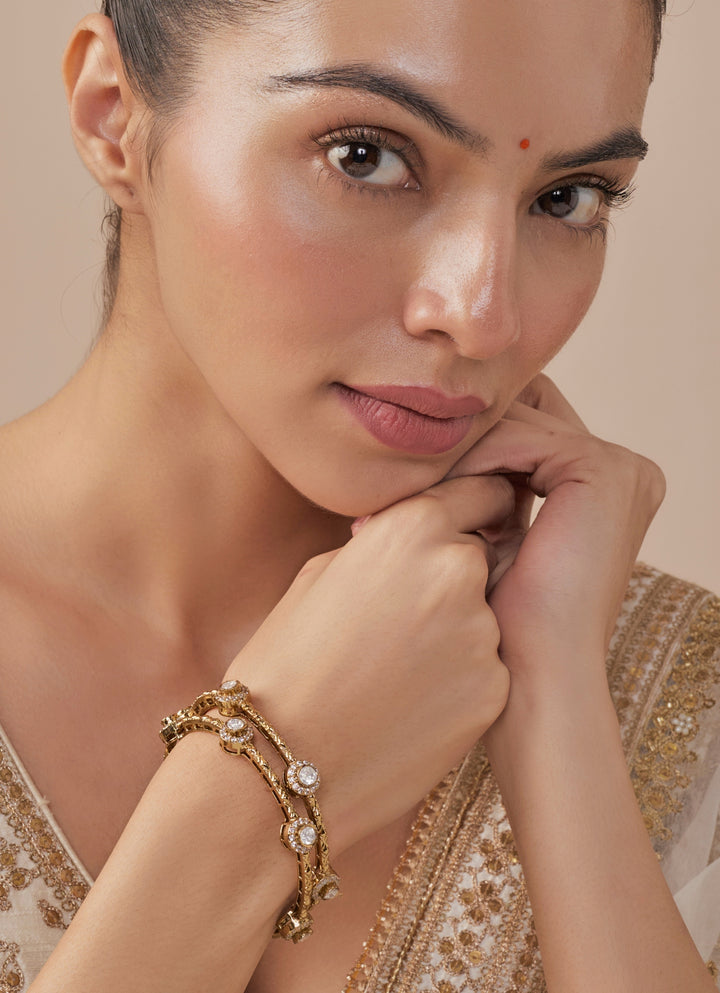 Kundan And Polki Gold Plated Bangles