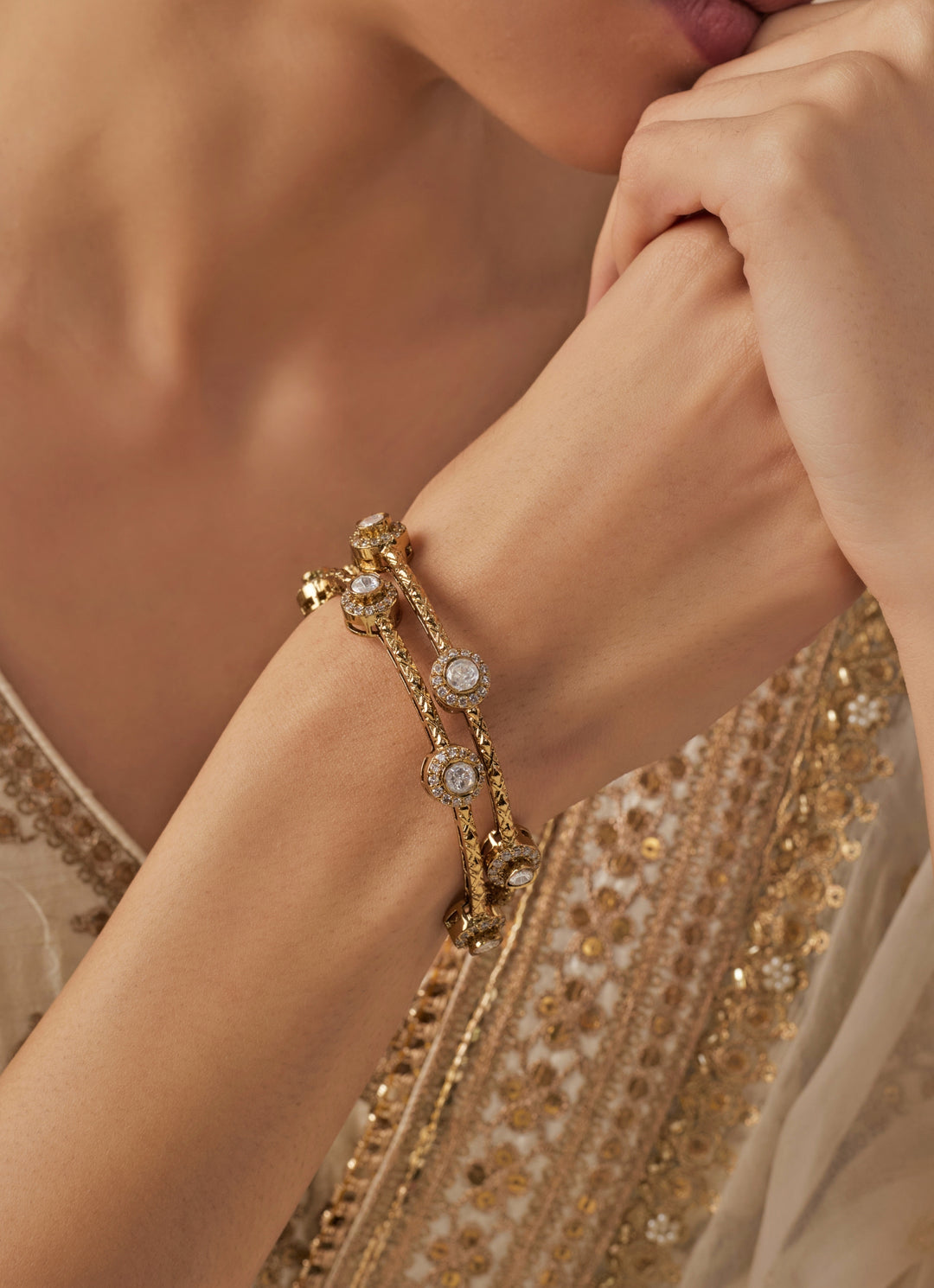 Kundan And Polki Gold Plated Bangles