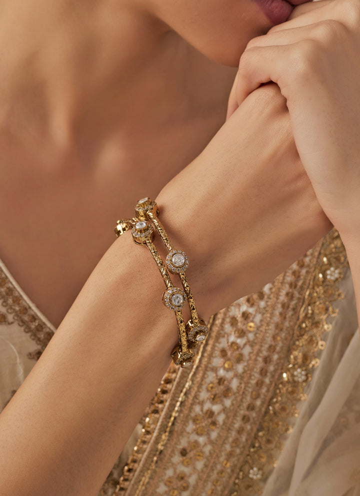 Kundan And Polki Gold Plated Bangles