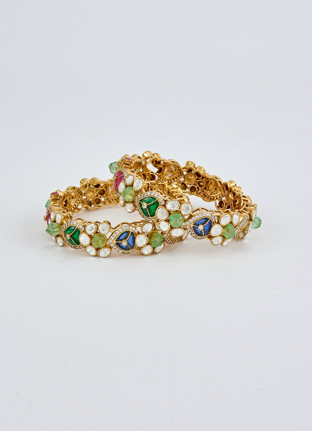 Multicolored Stones And Kundan Gold Plated Bangles