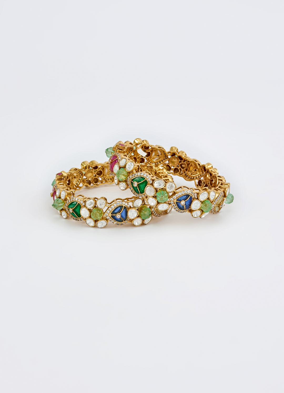 Multicolored Stones And Kundan Gold Plated Bangles