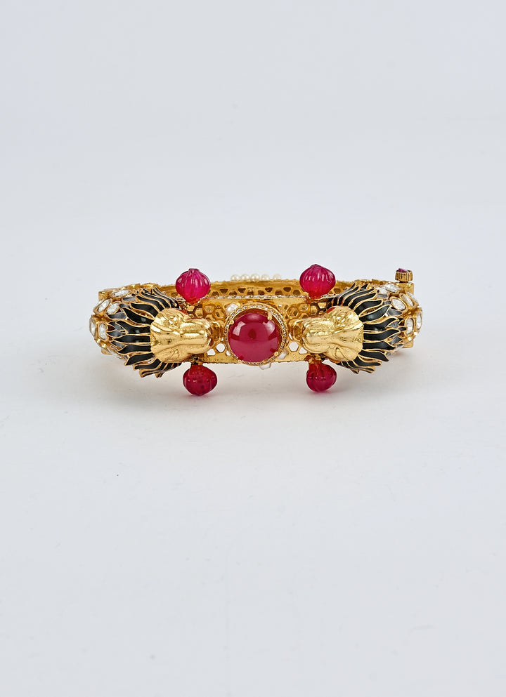 Red Kundan And Polki Kada