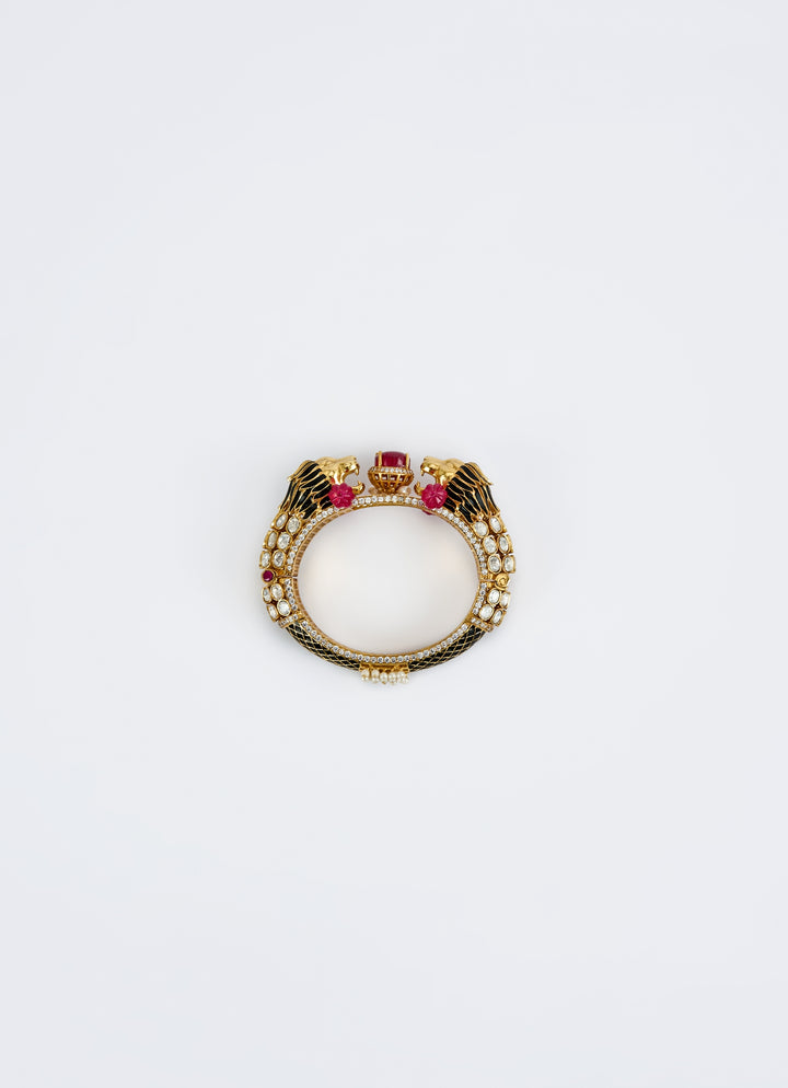 Red Kundan And Polki Kada