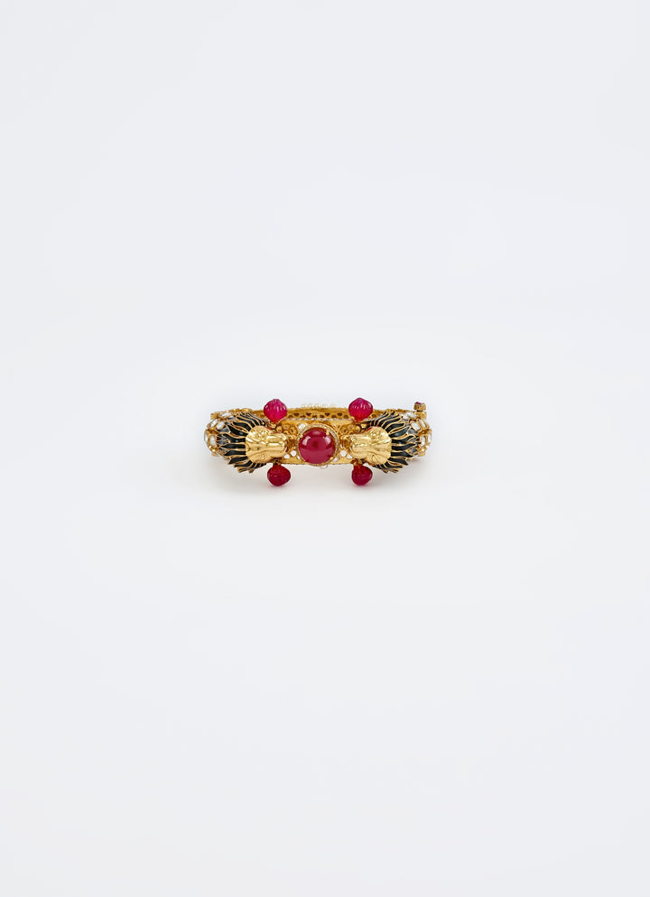 Red Kundan And Polki Kada