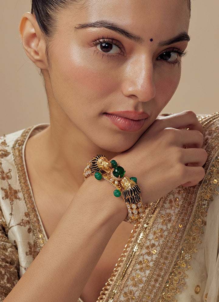 Green Kundan And Polki Kada