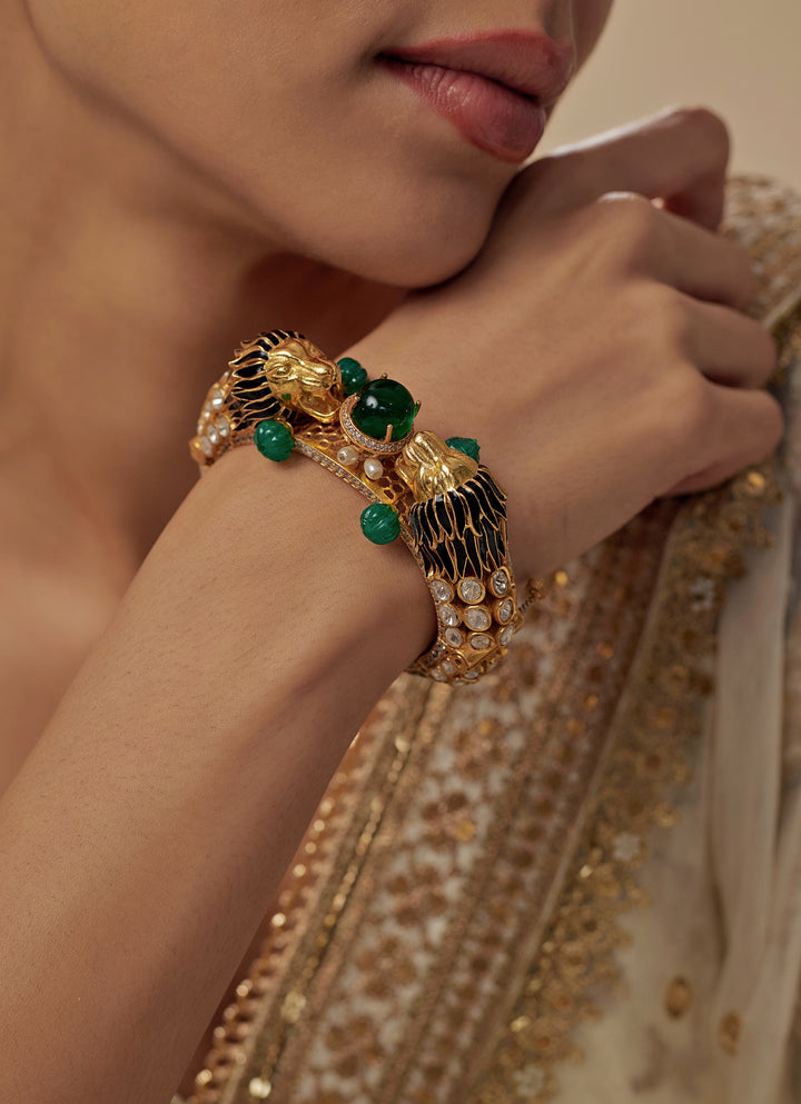 Green Kundan And Polki Kada