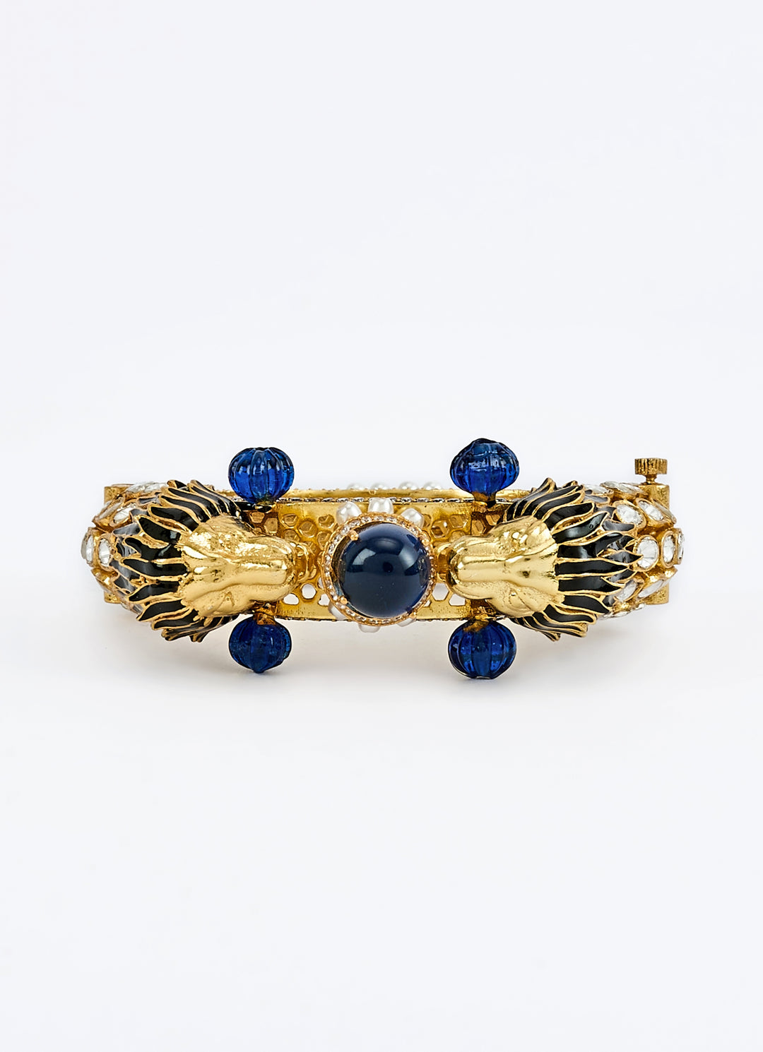 Blue Stone Kundan And Polki Gold Plated Kada