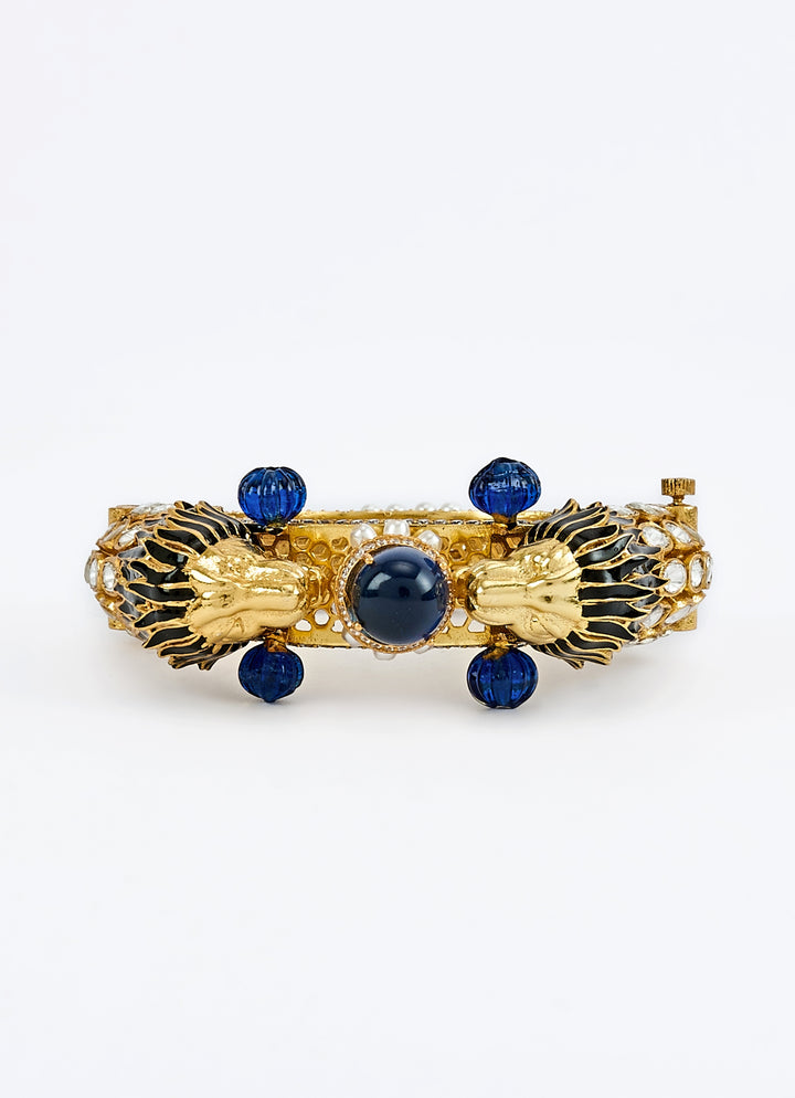 Blue Stone Kundan And Polki Gold Plated Kada