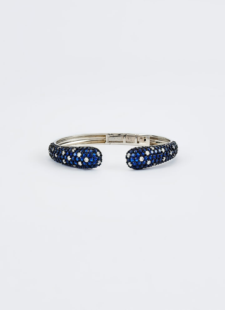 Blue And White Stones Metallic Bangle