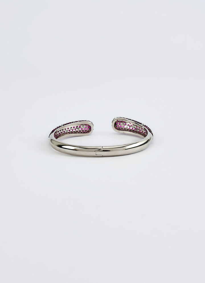 Silver Plated Pink And Zircon Kada