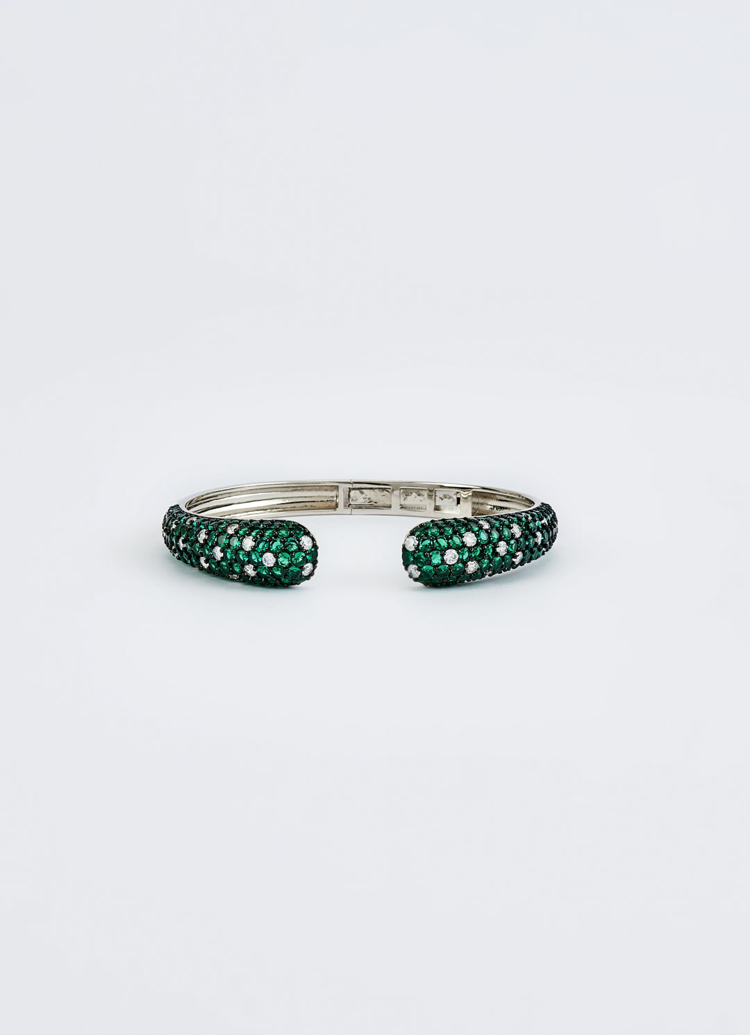 Silver Plated Green Zircon Kada