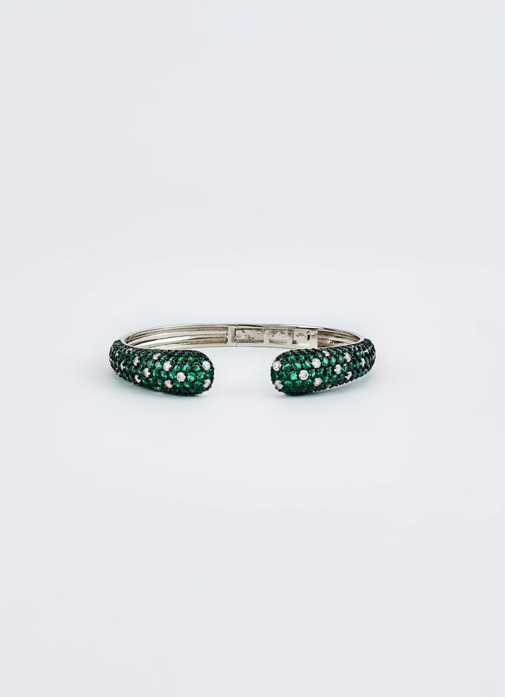 Silver Plated Green Zircon Kada