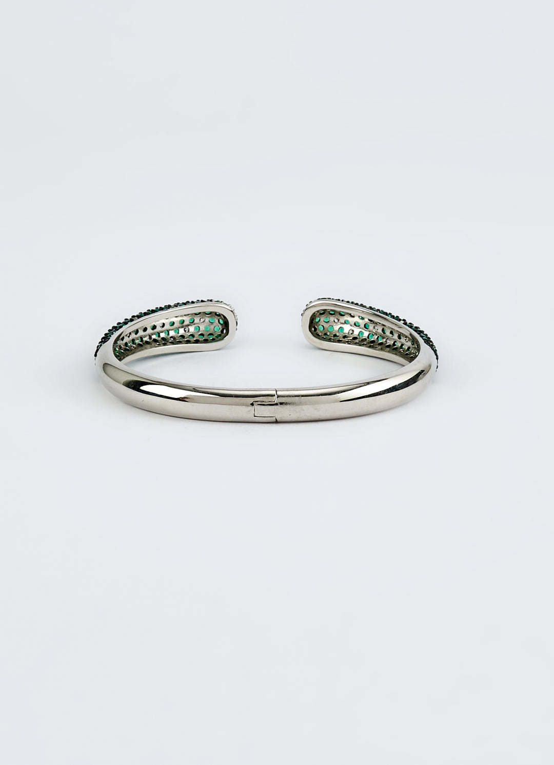 Silver Plated Green Zircon Kada