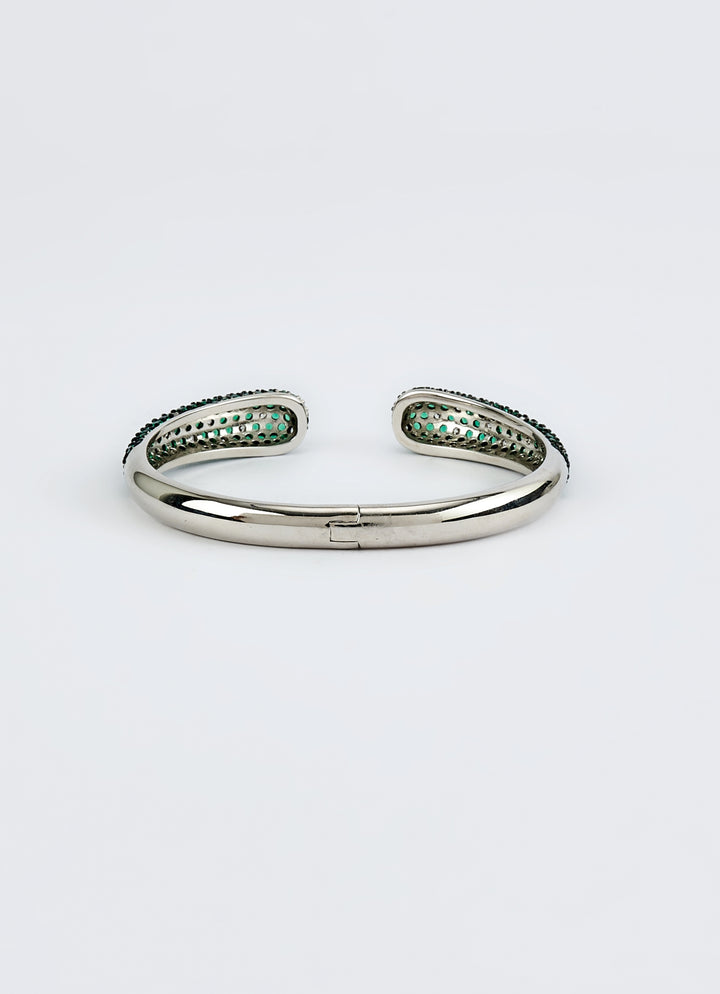 Silver Plated Green Zircon Kada