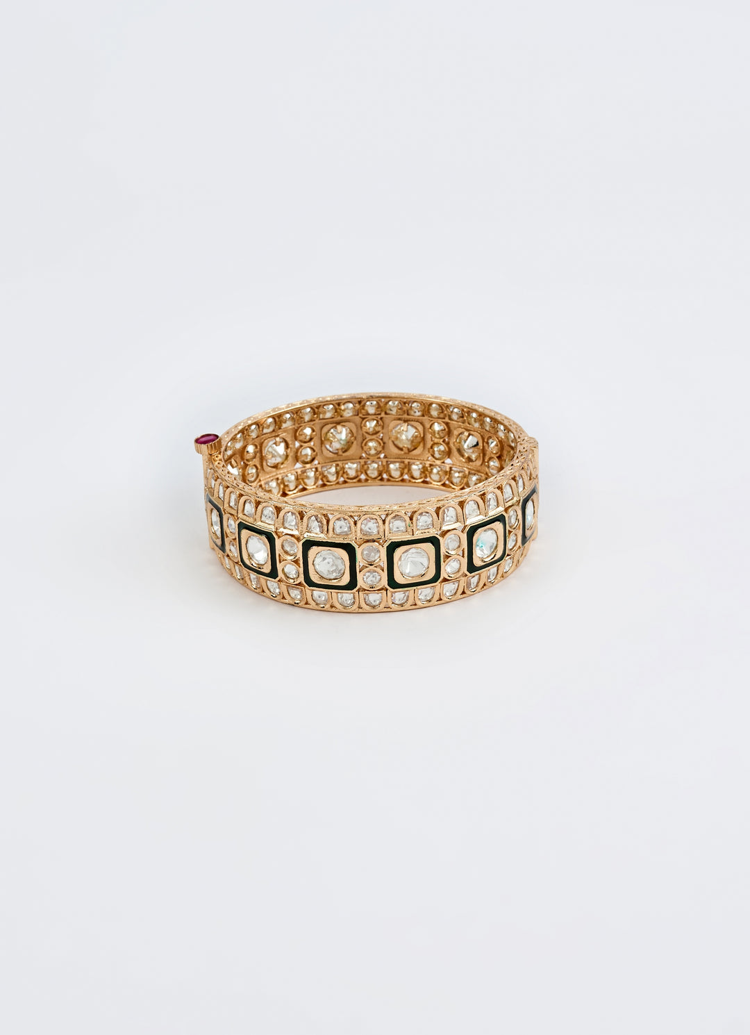 Green Meenakari And Kundan Gold Kada