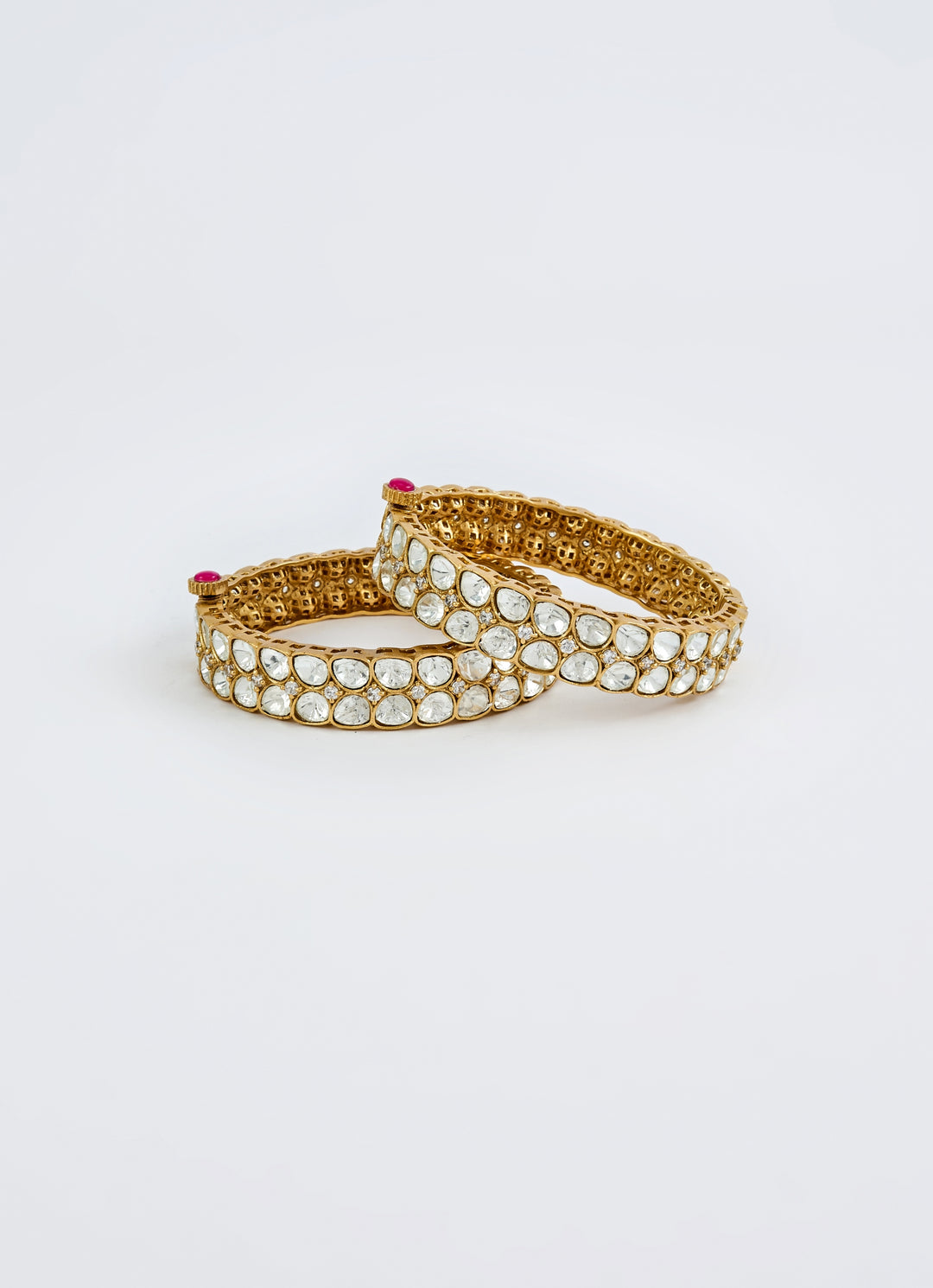 White Crystal Gold Plated Bangles