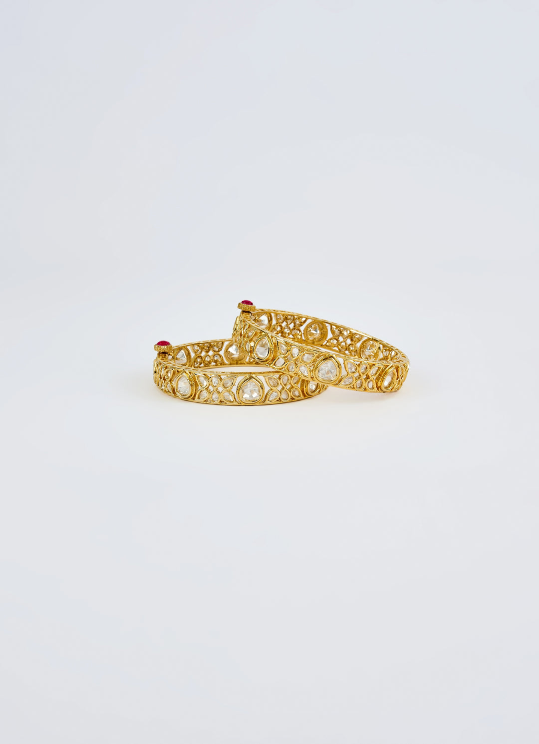 White Kundan And Polki Gold Plated Bangles