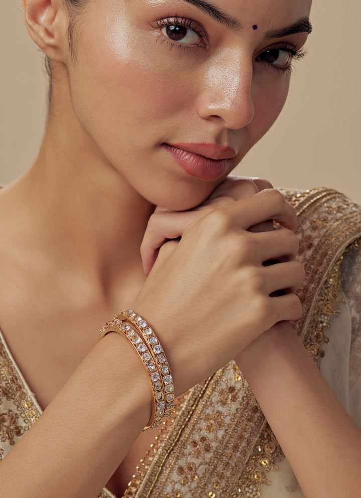 Crystal Beaded Gold Plated Bangles