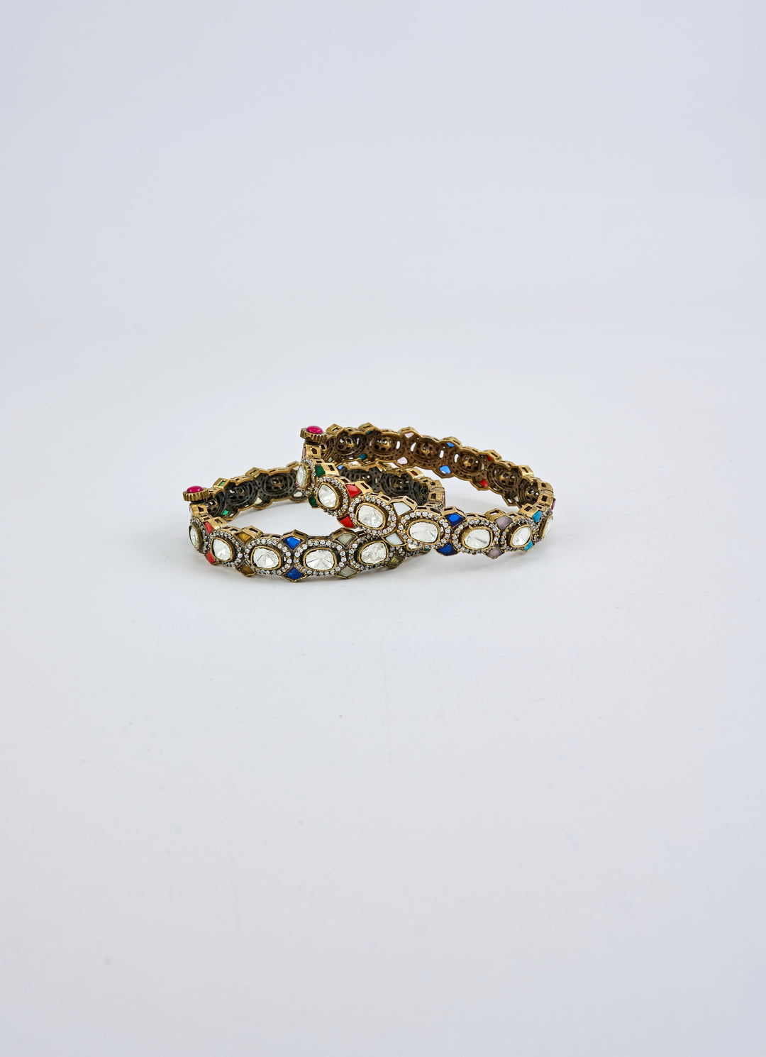 Multi Beaded Kundan Gold Plated Bangles
