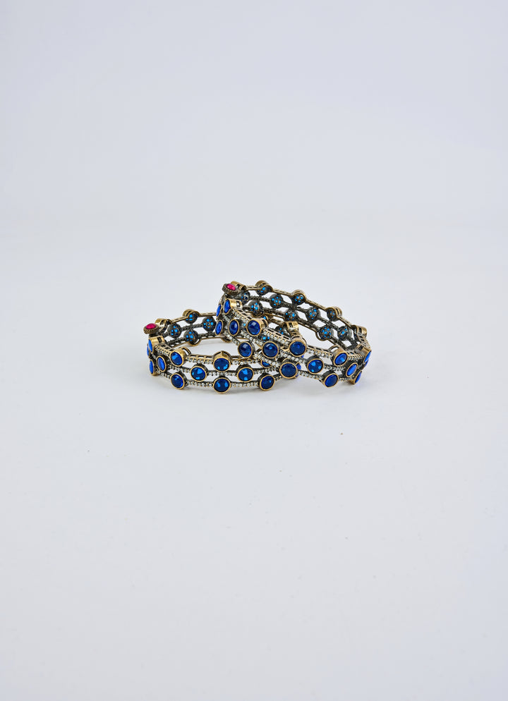 Silver Plated Blue Beaded Bangles