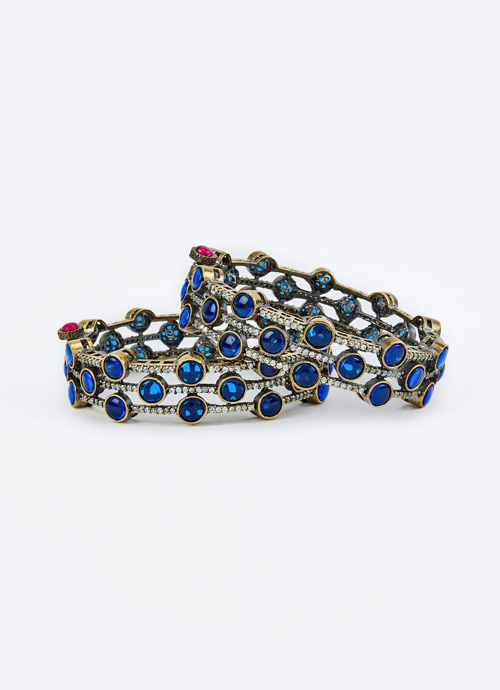 Silver Plated Blue Beaded Bangles