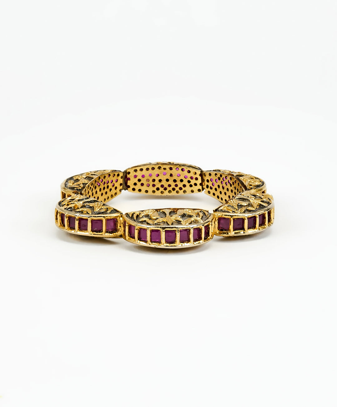 Red Beaded Kundan Kada