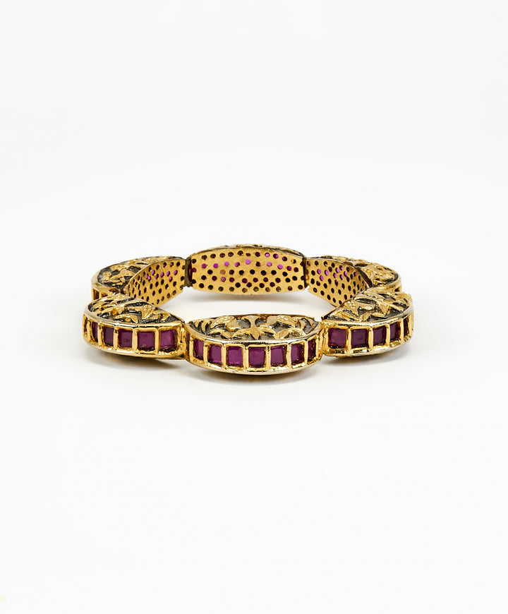 Red Beaded Kundan Kada
