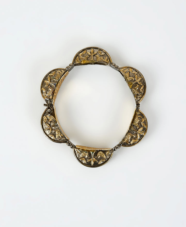 White Kundan And Green Stone Gold Kada