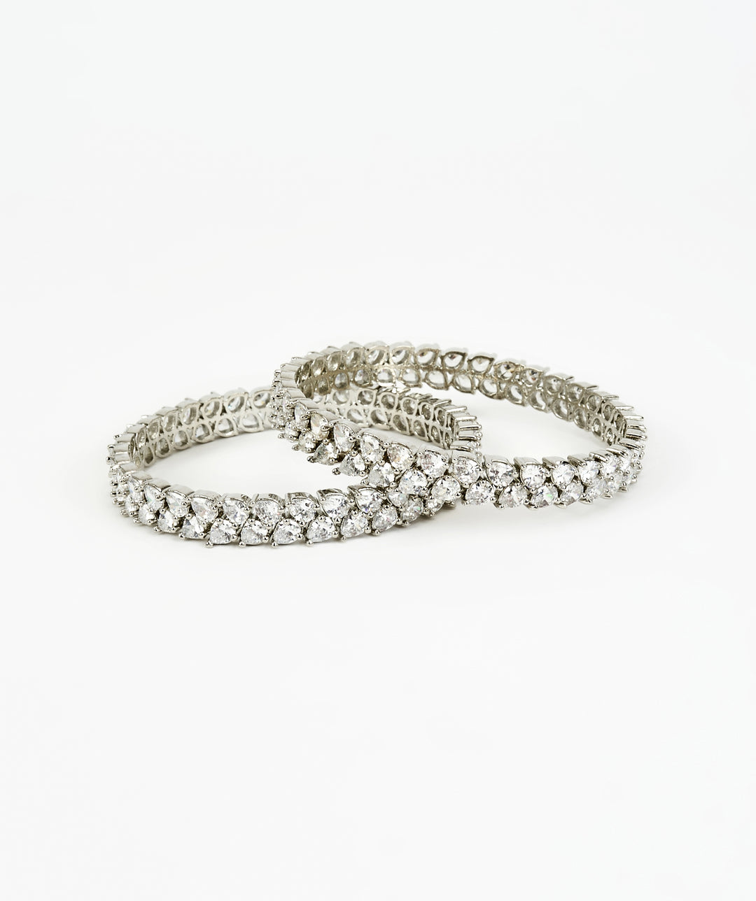 Silver Plated Double Layer Zircon Bangles