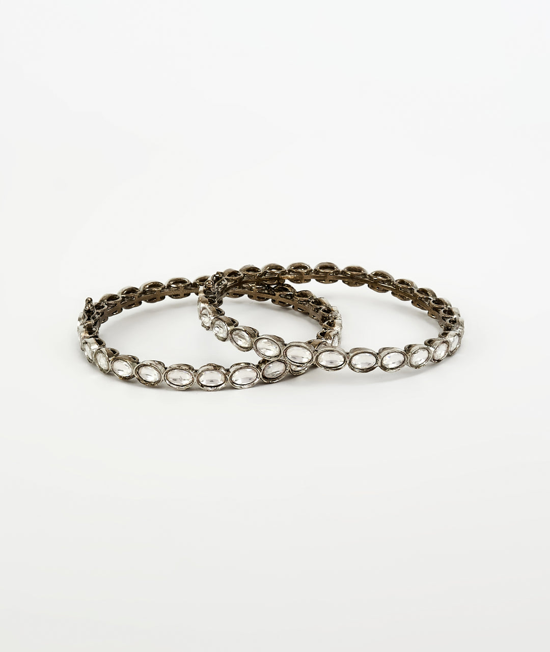 Silver Plated Round Cut Zircon Bangles